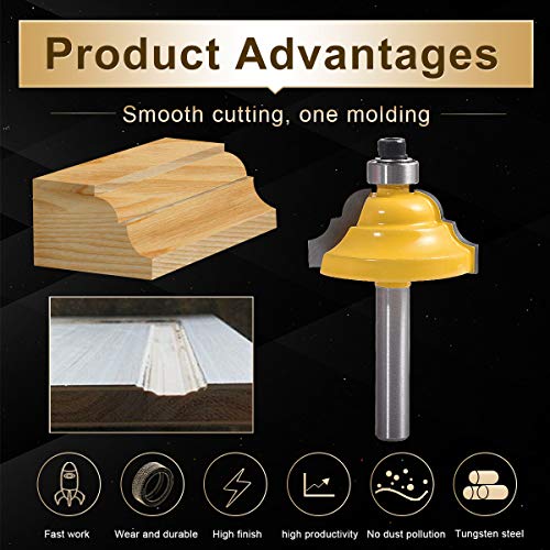 KATUR Classical Roman Ogee Edge Forming Router Bit 1/4 Inch Shank, Classical and Bead Molding and Edging, Architectural Molding Router Bit (1/4" Shank 1-1/4" Width 5/8" Depth)