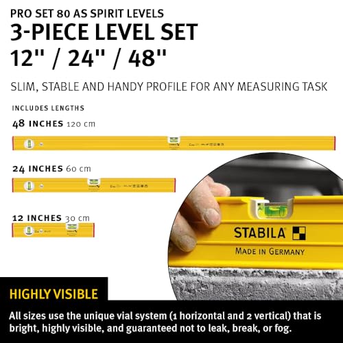 Stabila Pro Level Set 80 AS-2: 48in, 24in & 12in Levels with Case