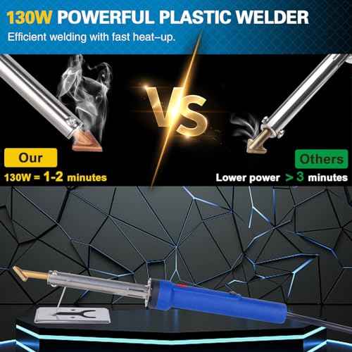 130W Plastic Welder Kit Deluxe,3-in-1 Plastic Welder Soldering Iron Kit,Professional Surface Repair Tool for Car Bumper with 5 Welding Tips,for Car Bumper Dashboard Kayak Repairs (Blue)