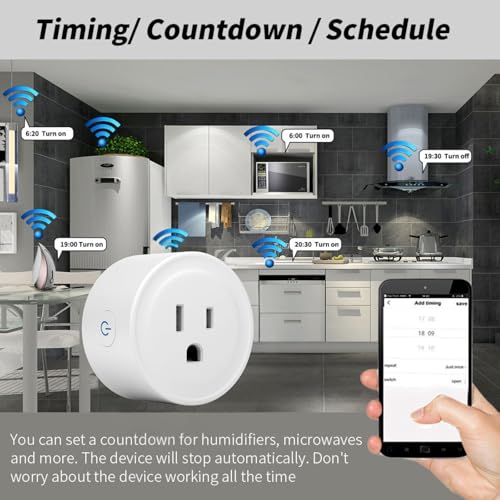 Sanofuturion WiFi Smart Plug 2-Pack, Compatible with Alexa & Google Home, Remote Control & Timer, No Hub Required