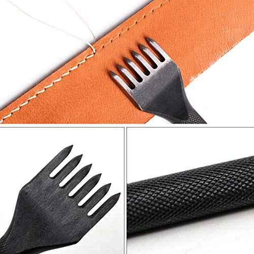 4 Pcs Leather Stitching Punch Leather Craft Tool Hole Punches 1/2/4/6 Prong Punch Lacing Stitching Punch Tool for Craft(3mm)
