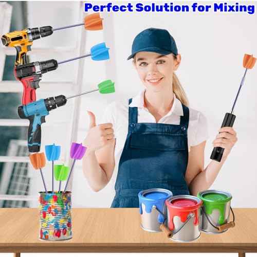4/Large+4/Small Sizes Silicone Resin Mixer Paddles,Reusable Reusable Paint and Resin Mixer Paddle to Mix Epoxy Resin, Paint, Ceramic Glaze and Reduce Bubbles - Paint Mixer for Drill (4/Large+4/Small)