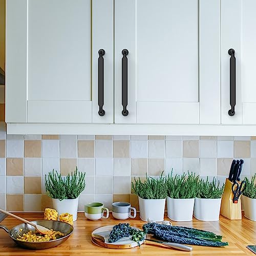 Asidrama 10 Pack 5 Inch Matte Black Kitchen Cabinet Handles - Hole Center 128mm
