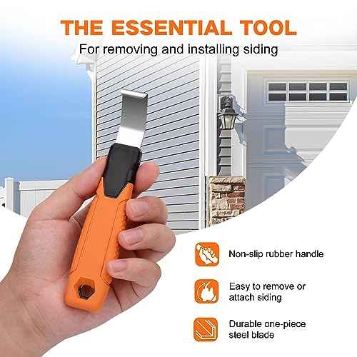 Vinyl Siding Removal Tool - Extra Long Handle, Steel Blade, Non-Slip Grip for Installation and Removal