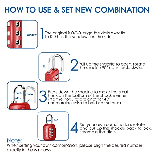 GIVERARE 2-Pack 3-Digit Combination Lock Keyless Luggage & Gate Lock, Weatherproof
