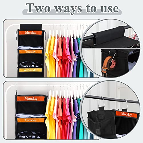 Amylove Black 2-Pack Kids Weekly Clothes Organizer with 6 Shelves & Pockets