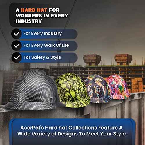 Acerpal Full Brim Hard Hat, Class C G & E, OSHA Construction Work Approved, Premium Carbon Fiber Design, Soft Padded 6 PT Adjustable Ratchet Suspension, Top Pad, Matte, Casco de construccion
