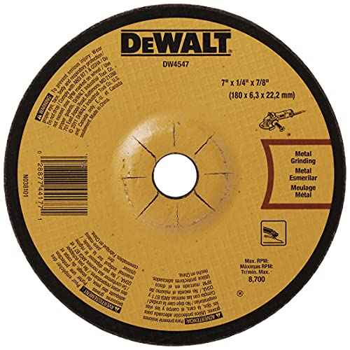 DEWALT DW4547 7-Inch by 1/4-Inch High Performance Fast Metal Grinding Wheel, 7/8-Inch Arbor