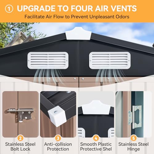 Aoxun 6x4 FT Outdoor Storage Shed - Brown Garden Metal Storage Building