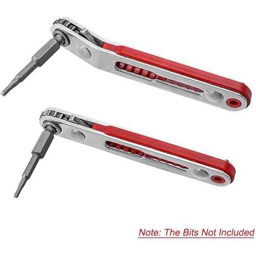 2pcs Mini Ratchet Wrench Set, 1/4" Drive Socket High Torque Offset Reversible Small Ratcheting Offset Screwdriver Tool - Flat Head & Elbow Head