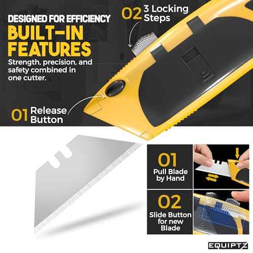 Auto Reload Utility Knife with 10 Preloaded SK5 Blades, Heavy Duty Box Cutter Retractable and Razor Knife with Non-Slip Rubber Handle and Lanyard Hole