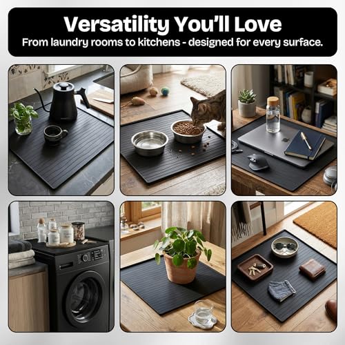 Encanto Luxe 2PC 25x25 Dark Grey Washer & Dryer Topper Protector Mat
