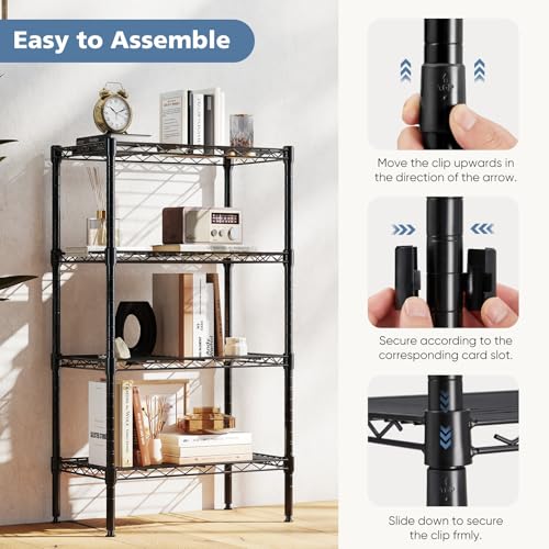 DUMOS 4-Tier Metal Storage Shelving Unit - Heavy Duty Adjustable Wire Rack, 23.3" Wide