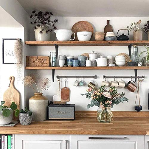 Janyang 20 Pack Heavy Duty 12-Inch Black Iron Shelf Brackets for Wooden Shelves