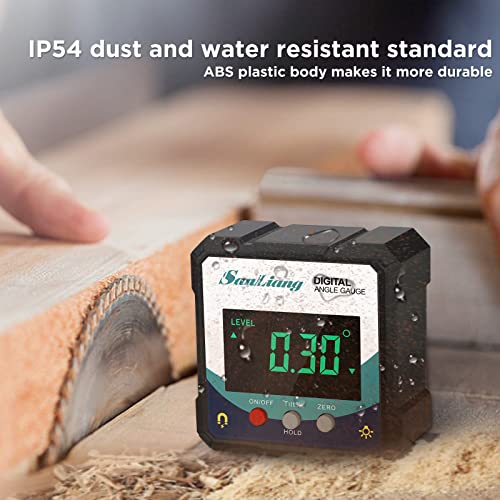 Sanliang Digital Angle Finder with Magnetic Base – Inclinometer Protractor 4x90°