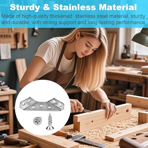 12-Pack Stainless Steel Corner Brackets for Wood Frames - Reinforcement Supports