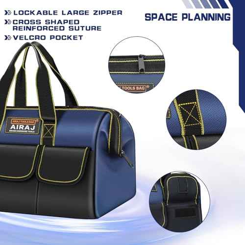 Tool Bag 2-Pack Set | AIRAJ 18" & 14" Portable Tool Storage Bag | Wide Mouth Tool Bags for Men and Women | Small Tool Tote | Tool Organizer for Home Repairs,Garage Storage,Professional Work | Tool Box