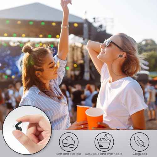 2 Pairs of Ear Plugs for Sleeping,Reusable Hearing Protection Earplugs with 8 Pairs Ear Tips & One Connector Cord,Soft Ear Plugs for Noise Reduction,Concert,Musician & Work - 25dB-30dB