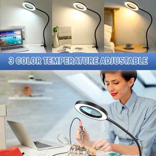 Magnetic Helping Hands Soldering Station with 10X Magnifying Glass with light, PCB Holder 4 Flexible Arms Magnifier and Third Hand Tool for Electronic Repair Soldering Jewelry Craft