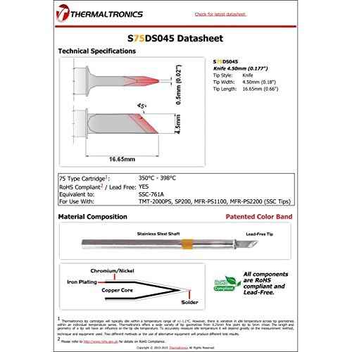 Thermaltronics S75DS045 Knife 4.50mm (0.177in) interchangeable for Metcal SSC-761A