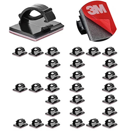 EtoBesy 30pcs Self-Adhesive Cable Clips with 3M Sticky Mounting, Black