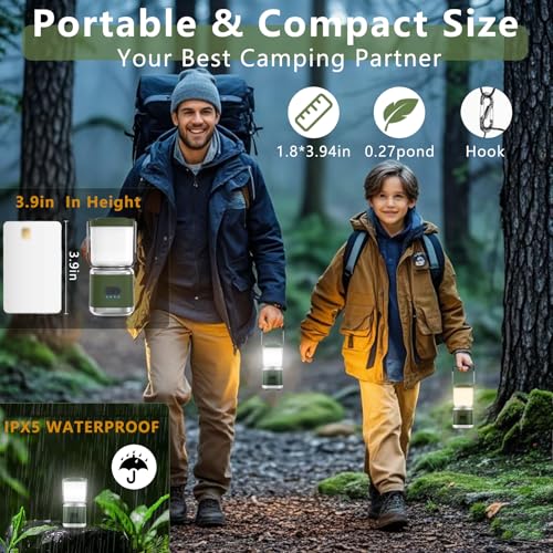 Hoxida Portable Camping Lantern 2 - Rechargeable 336LM LED, Dimmable & Waterproof Emergency Light, 20H Runtime, Red Light & 4 Modes