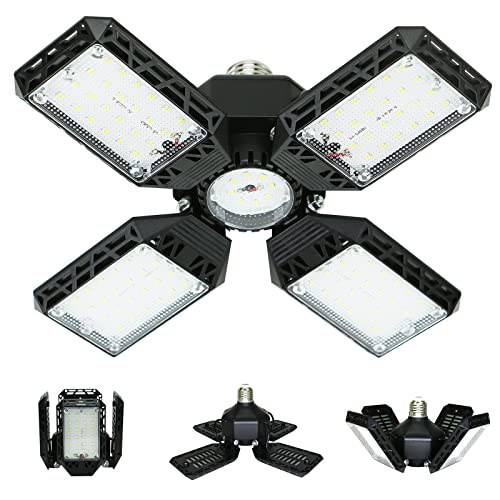 QiyuanLS 150W Deformable LED Garage Ceiling Light 4+1 Pack - 15000LM E26/E27