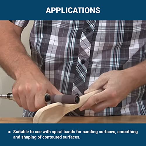 Benchmark Abrasives 1/2" x 1" Rubber Expanding Drum Sander with 1/4" Mandrel, Spiral Bands Rotary Sander Attachment for Drill & Die Grinder, Metal Polishing Sanding Shaping - Sanders for Woodworking