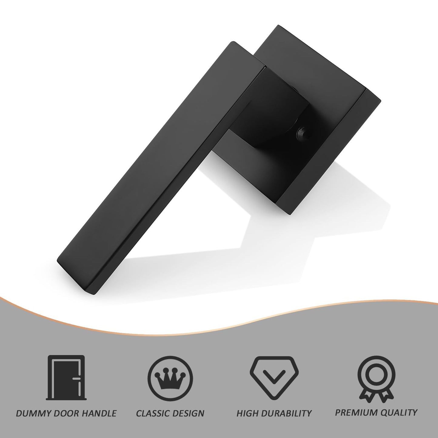 Probrico [Pack of 2 Door Lever Dummy Lever Door Handle for Closets French Doors,Square Dummy Door Lever,Non-Turning Single Side Pull with Black Finish,Easy Installation Pull Only Lever Set