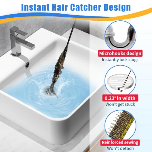 30-Inch Metal Drain Snake Clog Remover for Shower & Sink Drains - 5 Pack