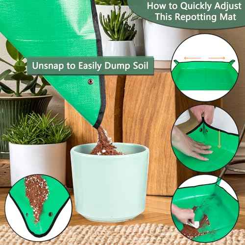 Herda 39.5" x 31.5" Plant Repotting Mat Waterproof Transplanting Mat and Potting Soil Mess Control,Square Succulent Gardening Mat Potting Soil Tidy Tray Repotting Mat Thick Foldable Soil Change Mat