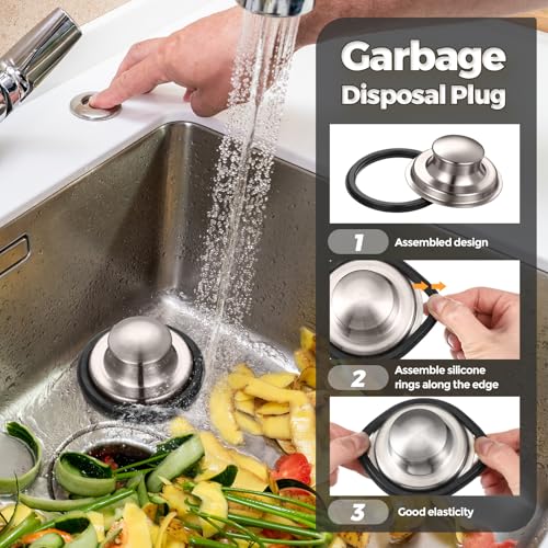 Yiyiring Brushed Silver Garbage Disposal Splash Guard & Stopper Set - 4 Pieces