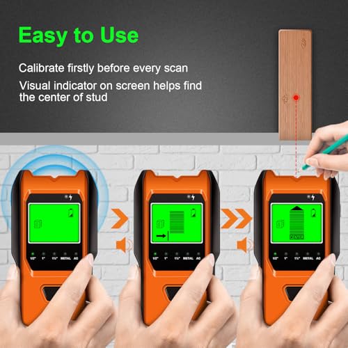 Jurgen K 5-in-1 Wall Stud Finder - Tropical Orange, Metal & Pipe Detector with LCD Display