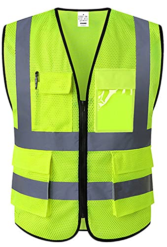 XIAKE Yellow Mesh Reflective Safety Vest for Men & Women Class 2 ANSI Standard Large