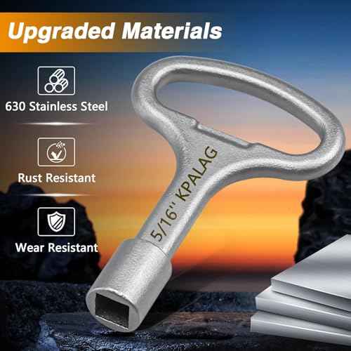 Upgraded Stainless Steel 5/16'' Square Hydrant Key, Sillcock Water Key, Shut Off tool for Wall Hydrant Water Spigot and Outdoor Hose Faucet Valve, Replace# 80132