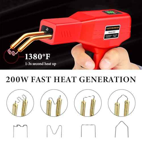 Plastic Welder Kit, Hot Stapler Welding Machine with 200PCS 4 Types Staples & Carry Case, Plastic Welder Soldering Tool for Car Bumper Cracks Repair, Car Accessories