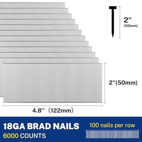 WORKPRO 2-Inch 18 Gauge Brad Nails - Heavy Duty 6000 Count for Nailers