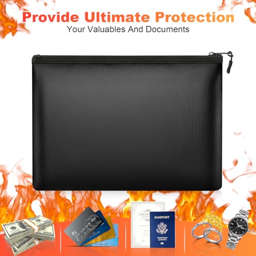 Fireproof Waterproof Document Bag 13.5 x 10 Inches for Safe Storage
