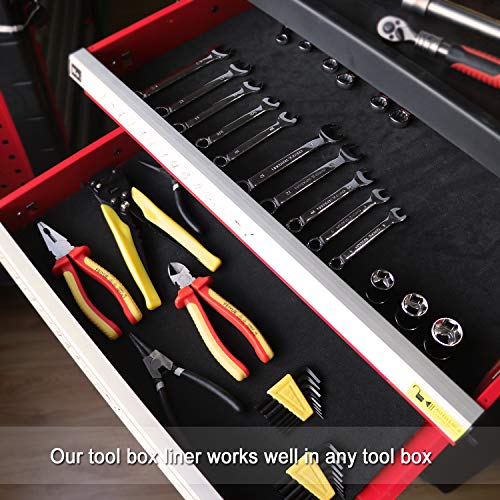 CASOMAN 16 in x 6 ft Non-Slip Tool Box Drawer Liner – Black, Customizable