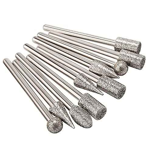 Diamond Grinding Burr Drill Bit Set Compatible with Dremel Rotary Tool 20Pcs Diamond Drill Bits with 1/8" Shank Rotary Tool Accessories for Carving Engraving Grinding Polishing Stone Glass Ceramic