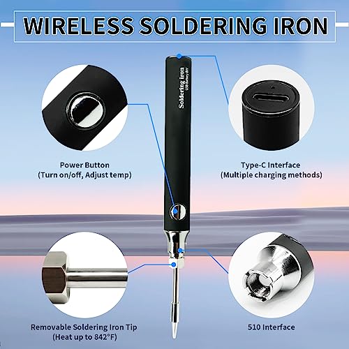 SEQURE Cordless Soldering Iron Kit 1000mAh Portable USB Solder Iron Rechargeable Soldering Kit for Electronics, Appliance Repair, DIY