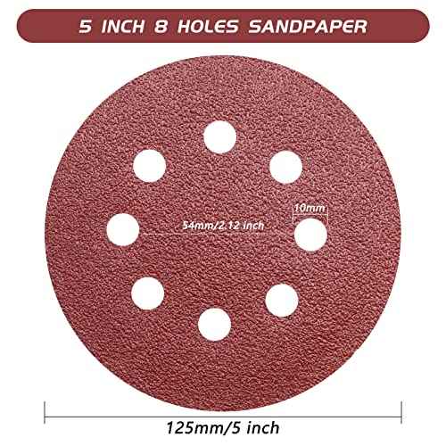 ZEHIQ 5 Inch Sandpaper 40 Grit, Coarse Grit 8 Hole Sanding Disc Hook and Loop Sandpaper Aluminum Oxide Round Sanding Pads for Random Orbital Sanders, 30 Pieces