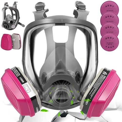 Respirator Gas Mask, Reusable Full and Half Face Gas Masks with Filters against Chemicals Organic Vapors