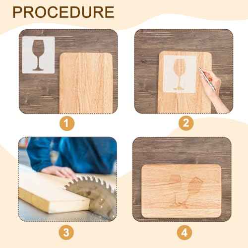 Wine Glass Router Templates, Acrylic Router Inlay Template for Woodworking, 5mm Thick Decorative Template Router Jig Woodworking Craft Tracing Stencils Guide Tool