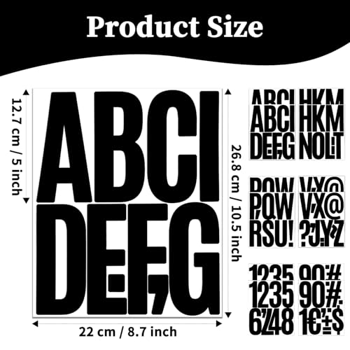 5 Inch Self-Adhesive Letter and Number Stickers - Black Vinyl Alphabet Set