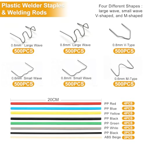 Weideer 3028PCS Plastic Welding Kit with Stainless Steel Staples & Rods for Car Repair
