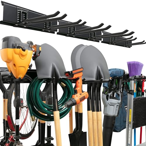 TIDYME Black 48-Inch Garage Wall Tool Organizer with 3 Racks & 6 Hooks