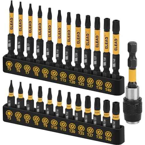 Tamper Proof Torx Bit Set: 25 Pieces T5-T40 Torx Security Bits Set | Torque Star Bits with 2.5" Magnetic Extension Bit Holder and Storage Box | S2 Steel