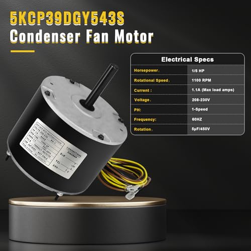 Zhenx 1/5HP Condenser Fan Motor 1100RPM for AC Units Replacement
