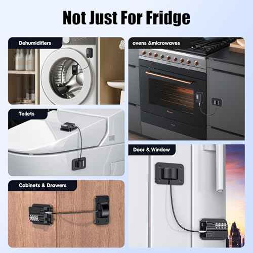 Upgraded Refrigerator Combination Locks- Changeable Password Fridge Locks for Kids, Toddlers and Children, Child & Baby Proofing Safety Door Lock for Cabinet and Drawers Windows (Black-1 Pack)